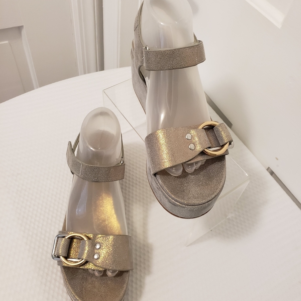 J/Slides Bronze Metallic Quest Platform Sandals S… - image 2